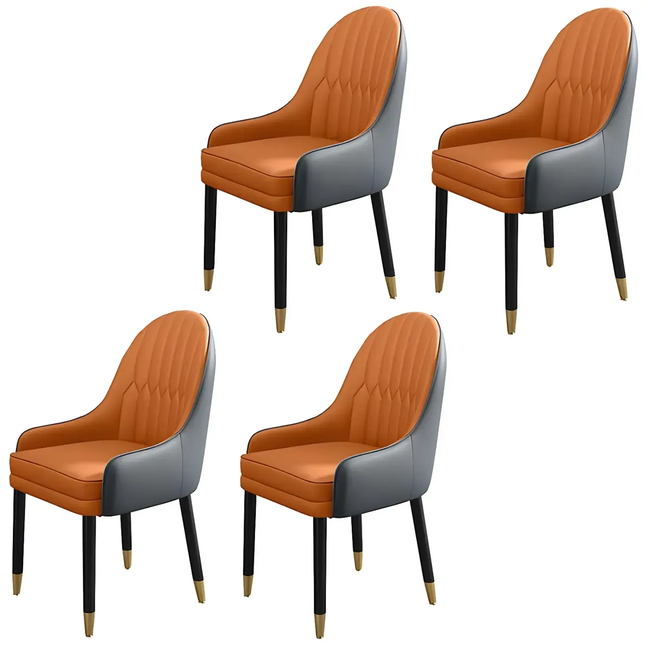 Modern Leather Upholstered Dining Chair with Arms Image - 45