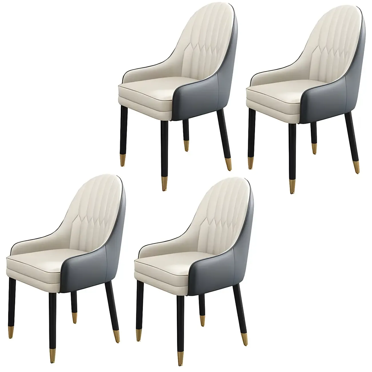 Modern Leather Upholstered Dining Chair with Arms Image - 48