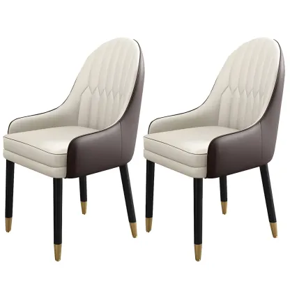 Modern Leather Upholstered Dining Chair with Arms Image - 50