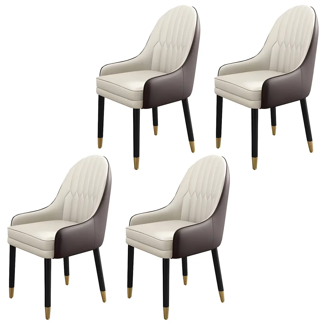 Modern Leather Upholstered Dining Chair with Arms Image - 51