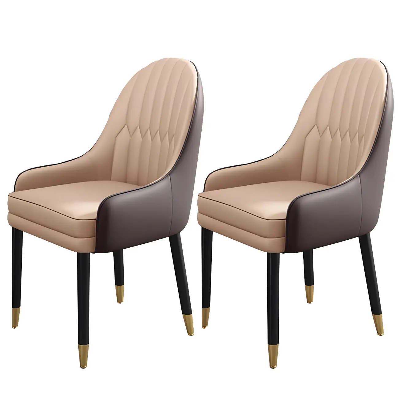 Modern Leather Upholstered Dining Chair with Arms Image - 53 | homeyfad