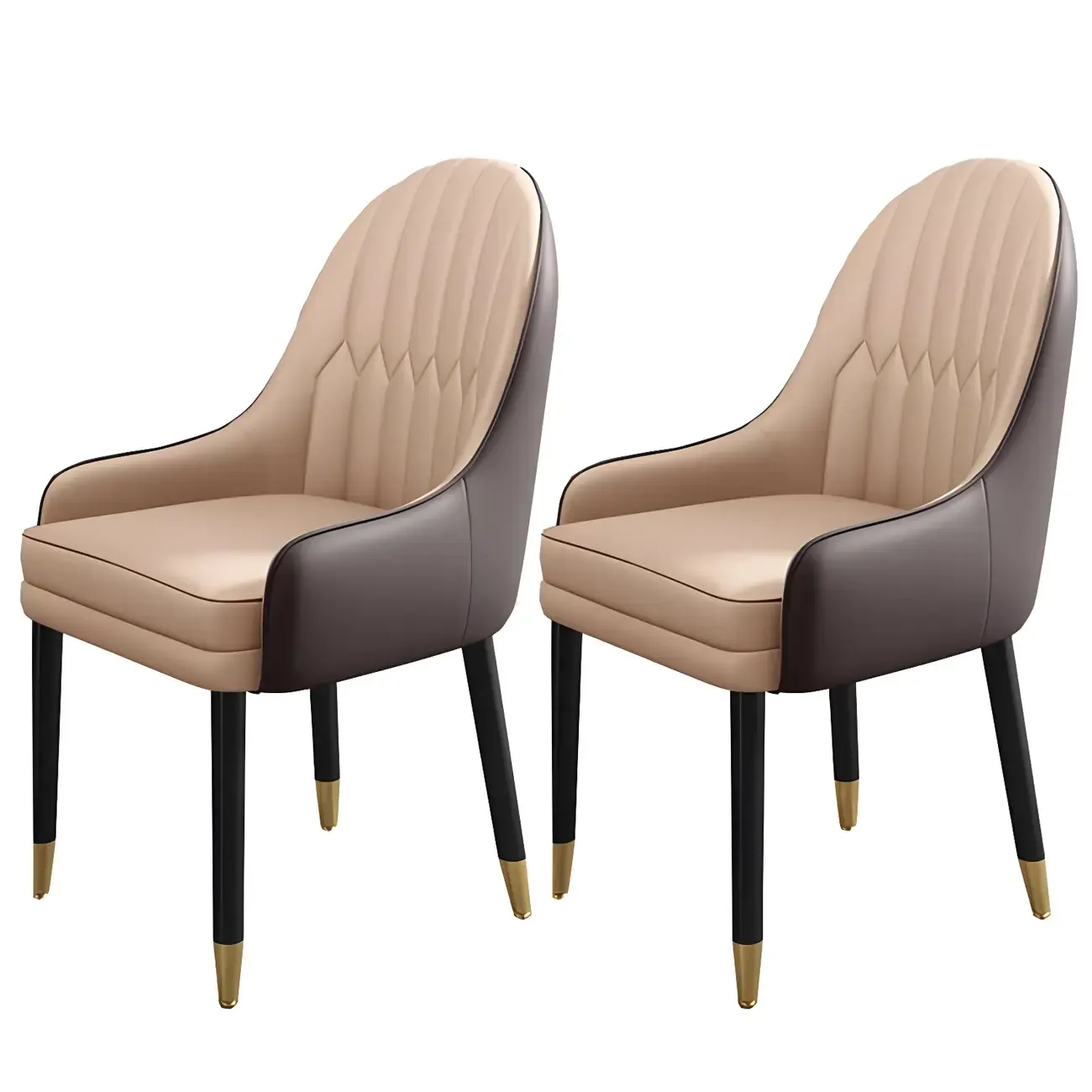 Modern Leather Upholstered Dining Chair with Arms Image - 53
