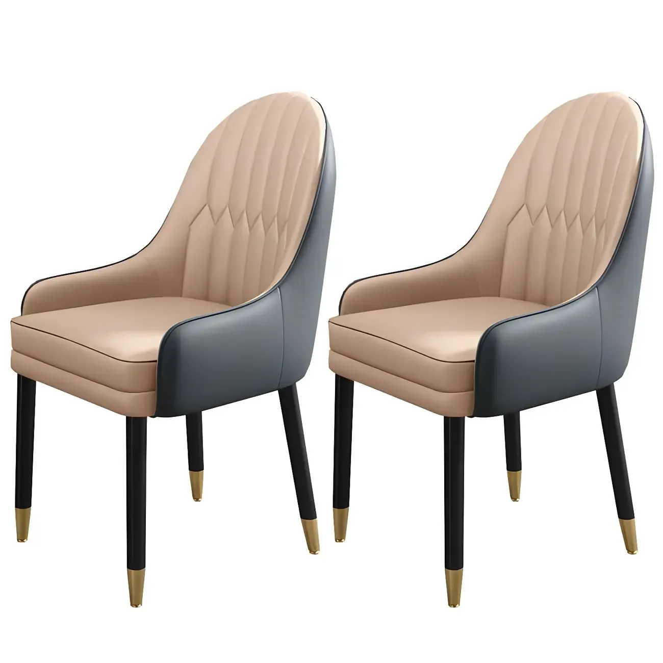 Modern Leather Upholstered Dining Chair with Arms Image - 59