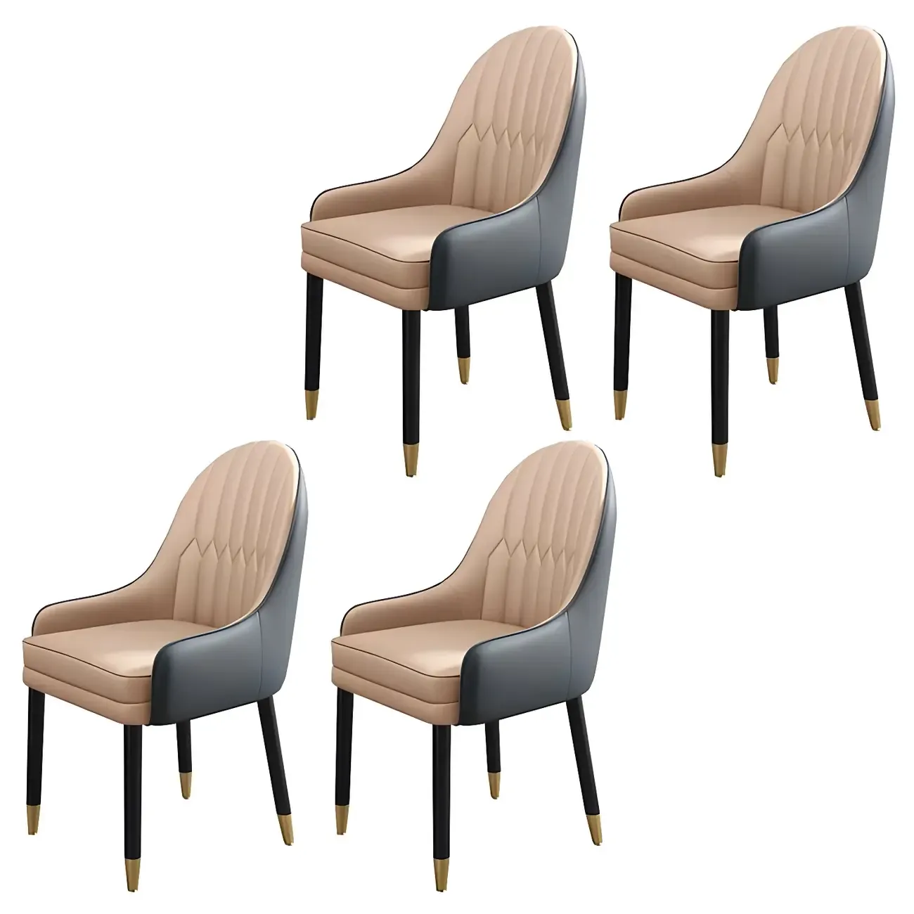 Modern Leather Upholstered Dining Chair with Arms Image - 60