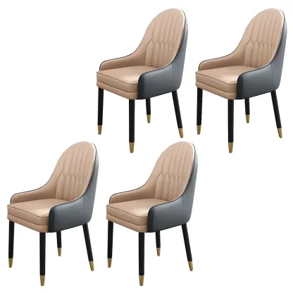 Modern Leather Upholstered Dining Chair with Arms Image - 60
