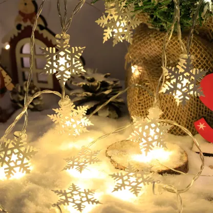 Festive Metal Decorative Christmas-Theme String Light Image - 5