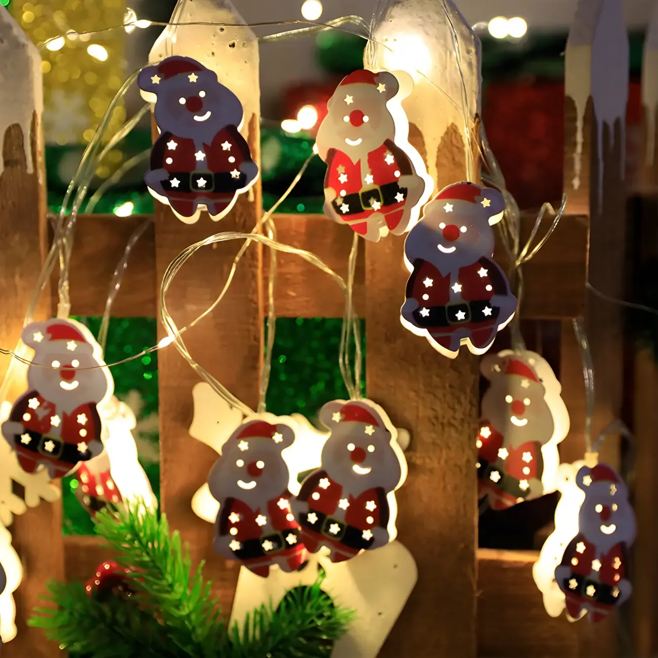 Festive Metal Decorative Christmas-Theme String Light Image - 8