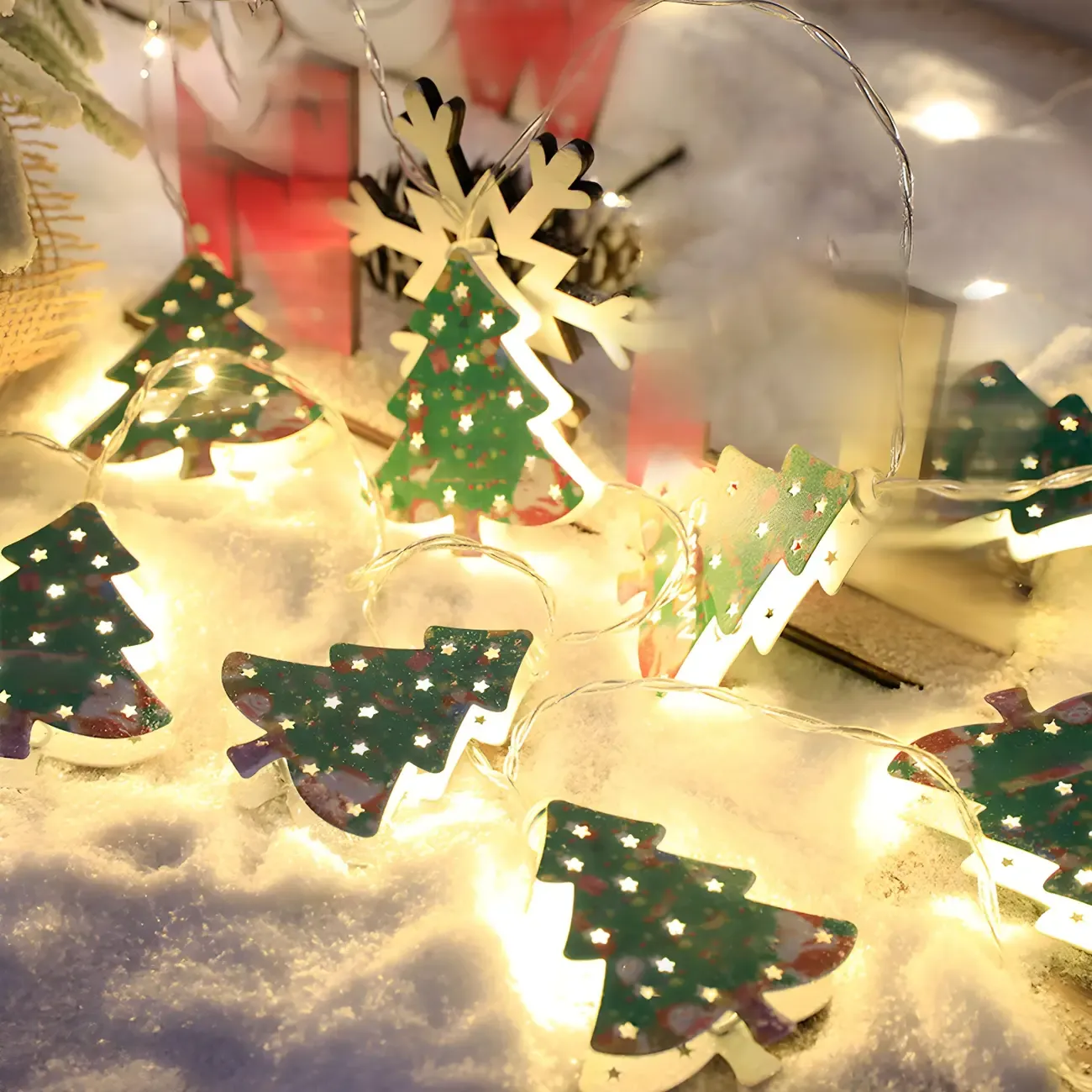 Festive Metal Decorative Christmas-Theme String Light Image - 10