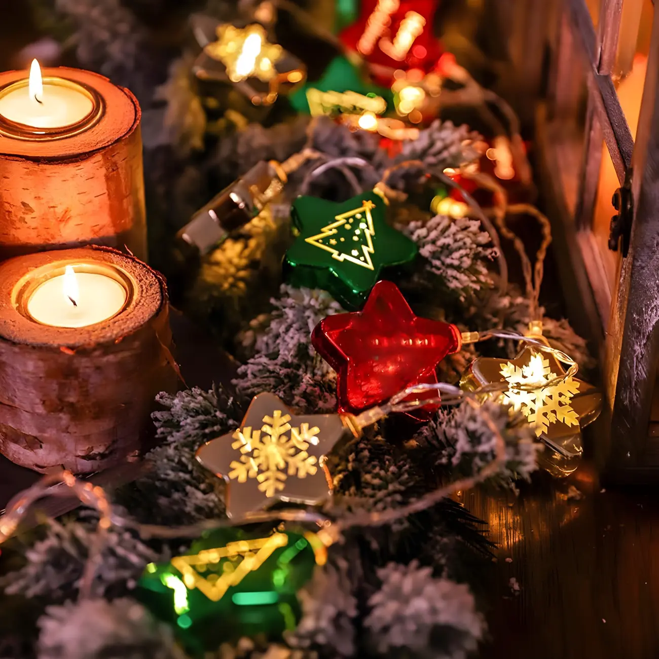 Festive Colorful Plastic Star and Ball Ornament String Light Image - 2 | homeyfad
