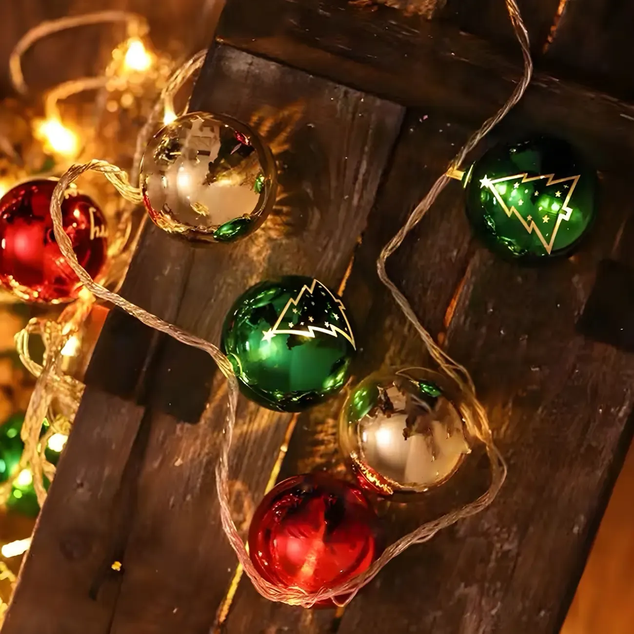 Festive Colorful Plastic Star and Ball Ornament String Light Image - 3
