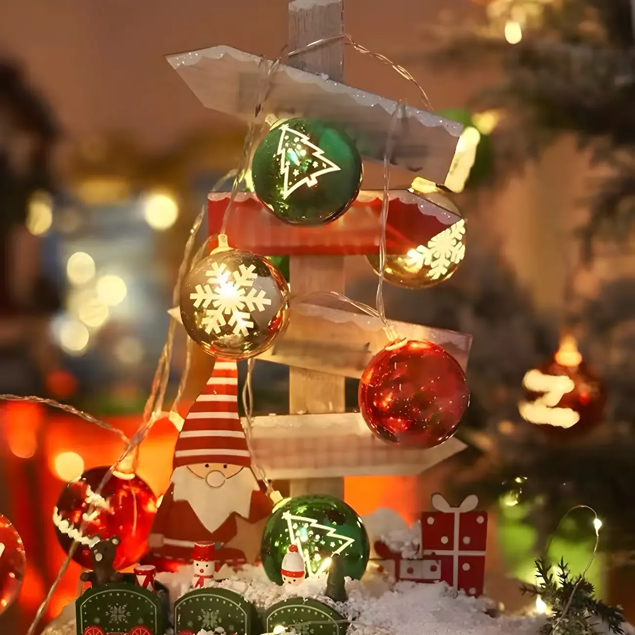 Festive Colorful Plastic Star and Ball Ornament String Light Image - 5
