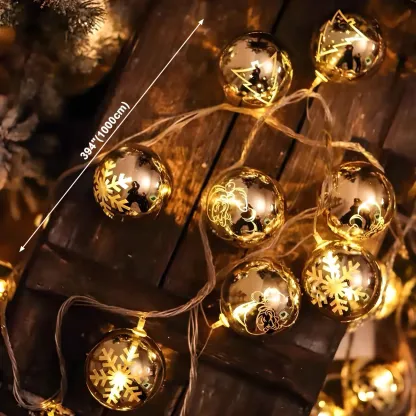 Festive Colorful Plastic Star and Ball Ornament String Light Image - 7