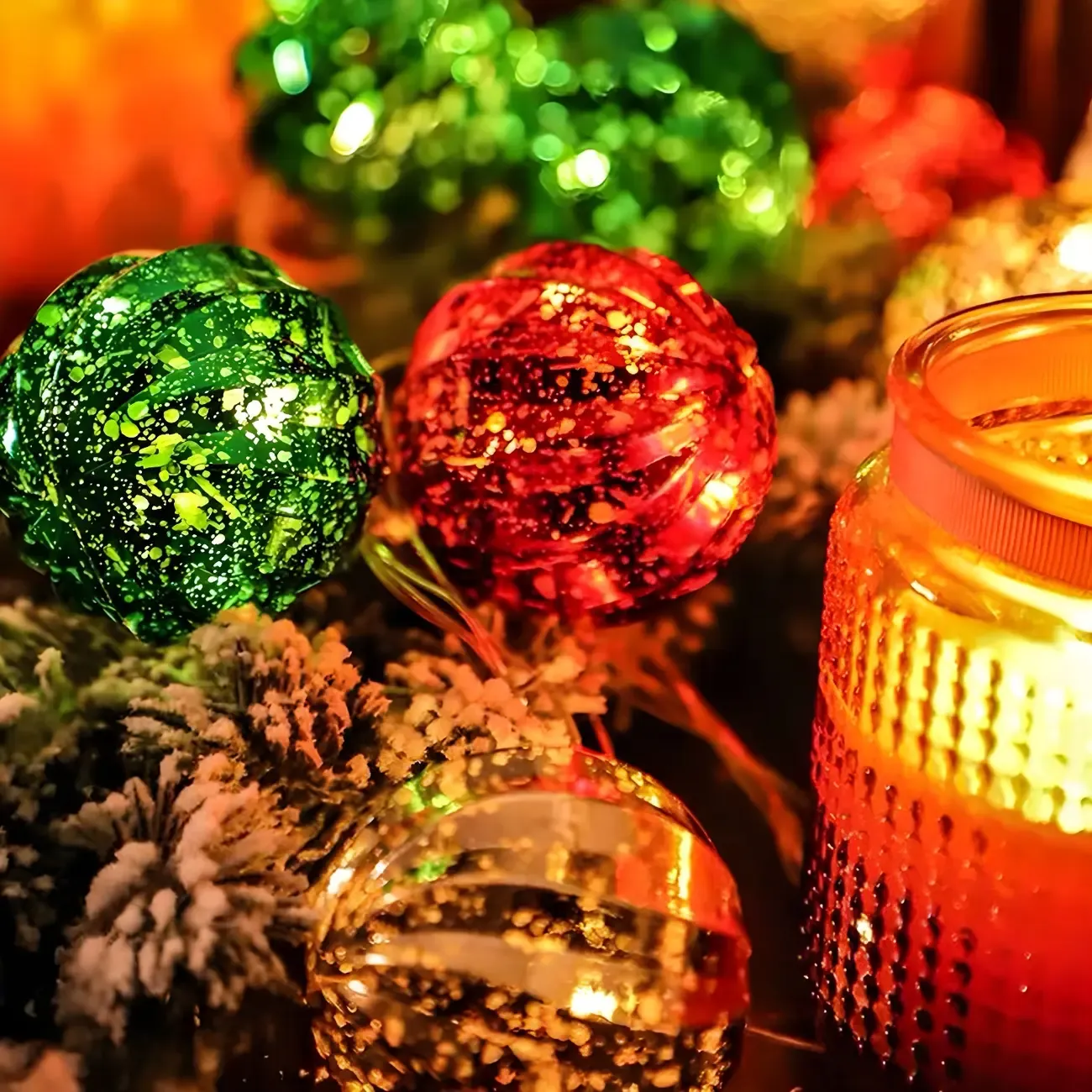 Festive Colorful Plastic Star and Ball Ornament String Light Image - 8