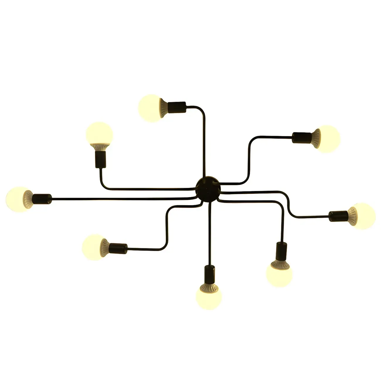 Industrial Sputnik Black Cast Iron Semi Flush Mount Ceiling Light Image - 5