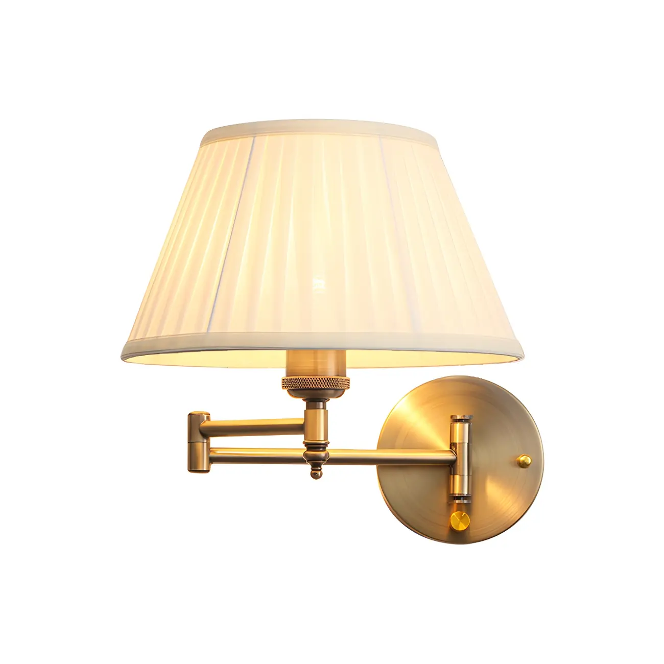 Classic White Fabric Shade Swing Arm Wall Light Image - 6 | homeyfad