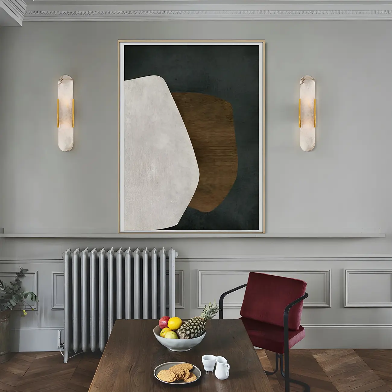 Modern Marble Wall Sconce with Gold Accents for Hallway Image - 4 | homeyfad