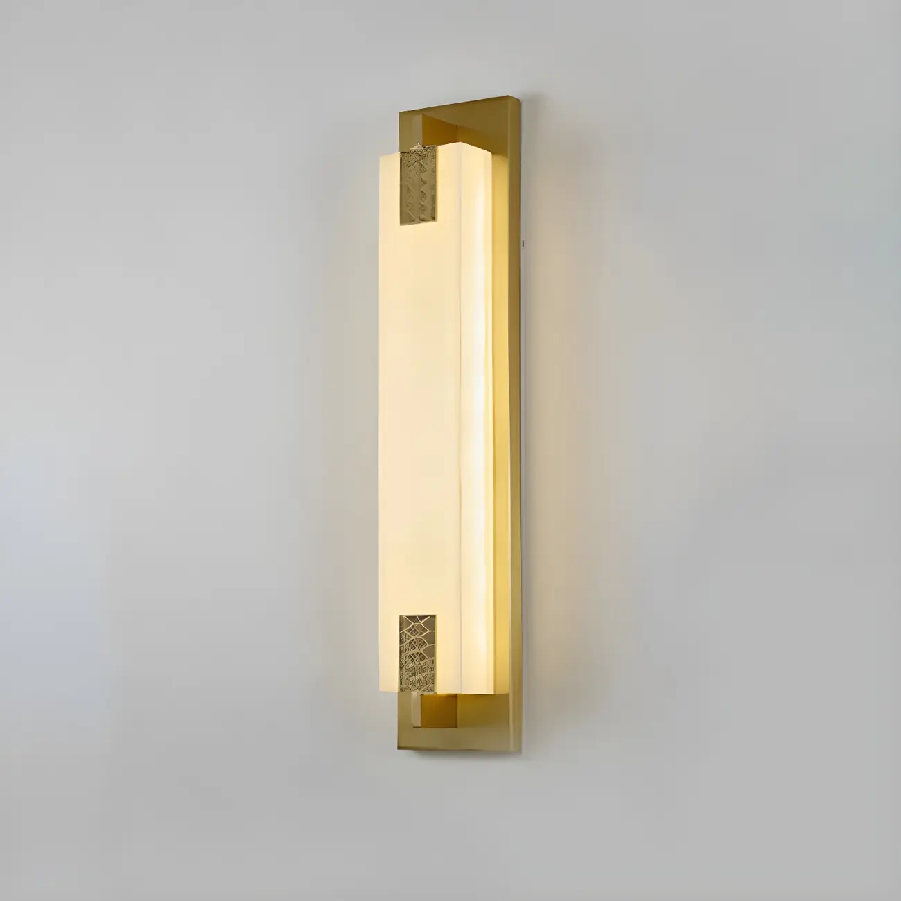 Minimalist Dimming Rectangle Ivory Stone LED Wall Light Image - 9 | homeyfad