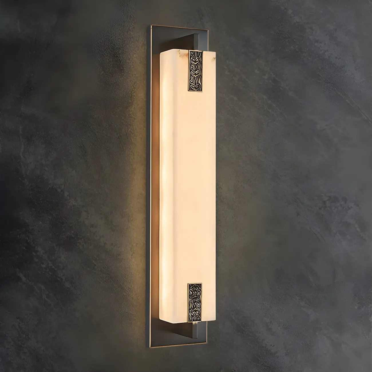 Minimalist Dimming Rectangle Ivory Stone LED Wall Light Image - 11 | homeyfad