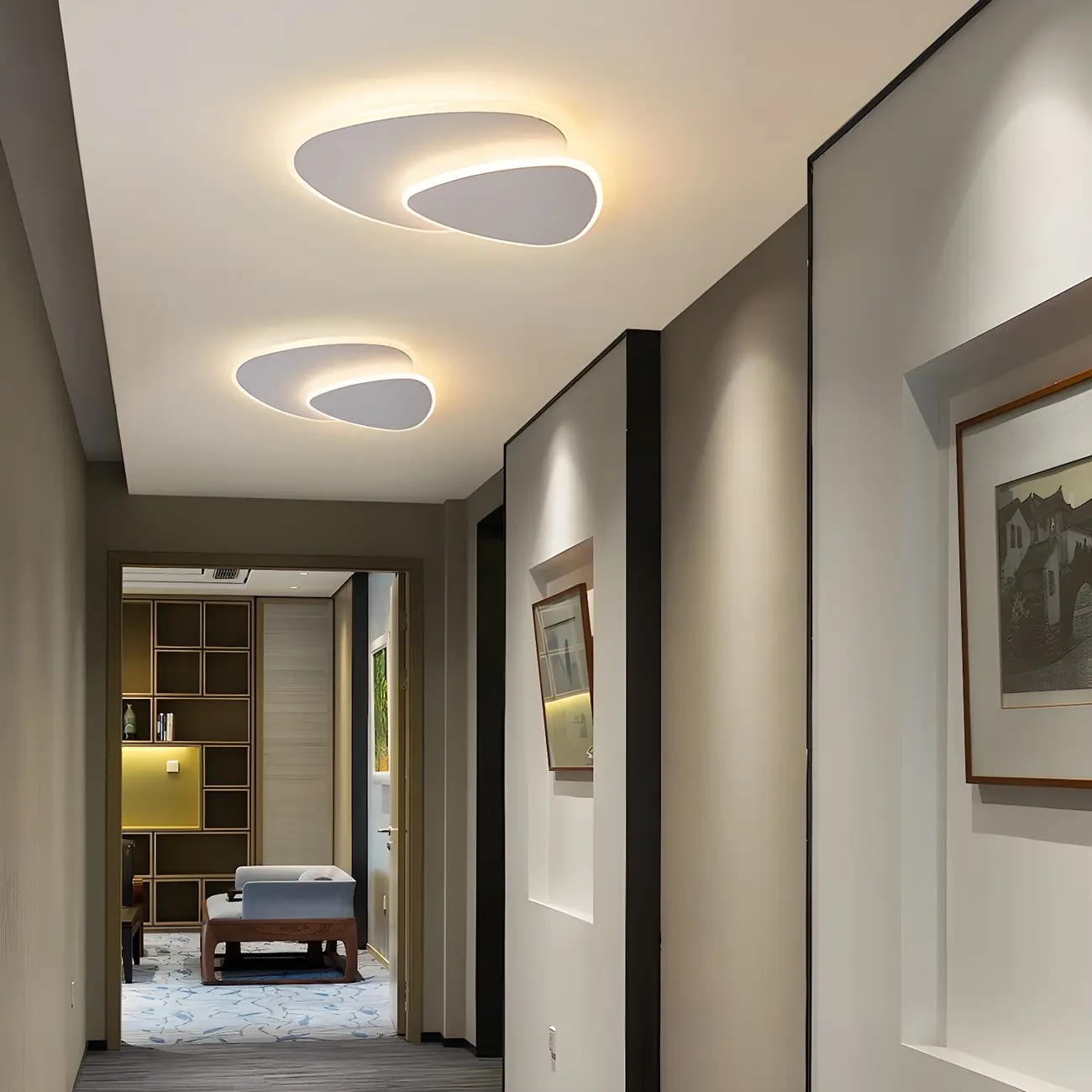 White Acrylic Flush Mount Ceiling Light Fixture for Hallway  Image - 1 | homeyfad