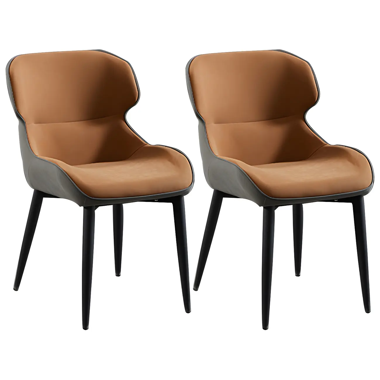 Scandinavian Leather Wingback Upholstered Dining Chair Image - 15 | homeyfad