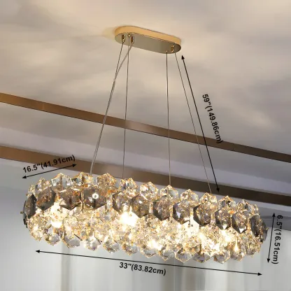 Exquisite Modern Gold Crystal Oval Island Chandelier Image - 6
