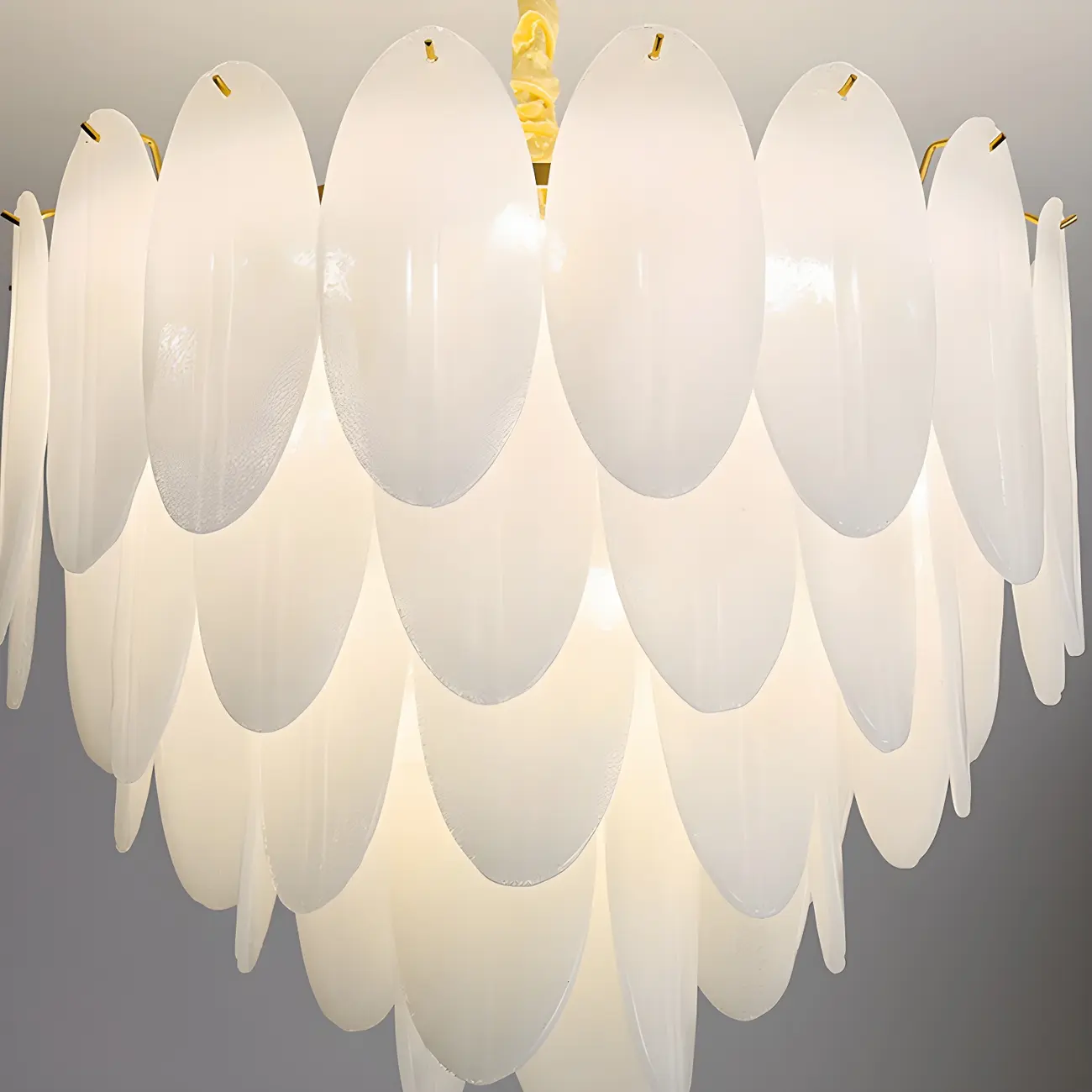 White Oval Glass Minimalist Modern Chandelier Light | homeyfad