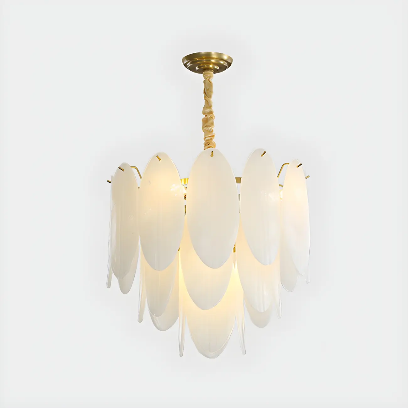 White Oval Glass Minimalist Modern Chandelier Light | homeyfad