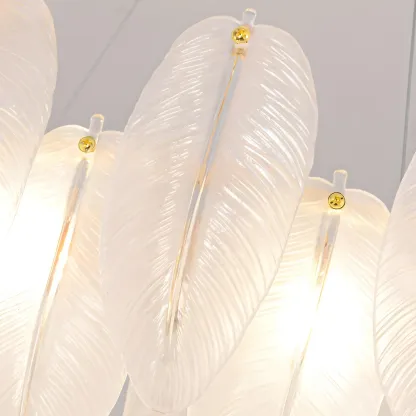 White Feather Glass Crystal Linear Modern Chandelier Image - 13