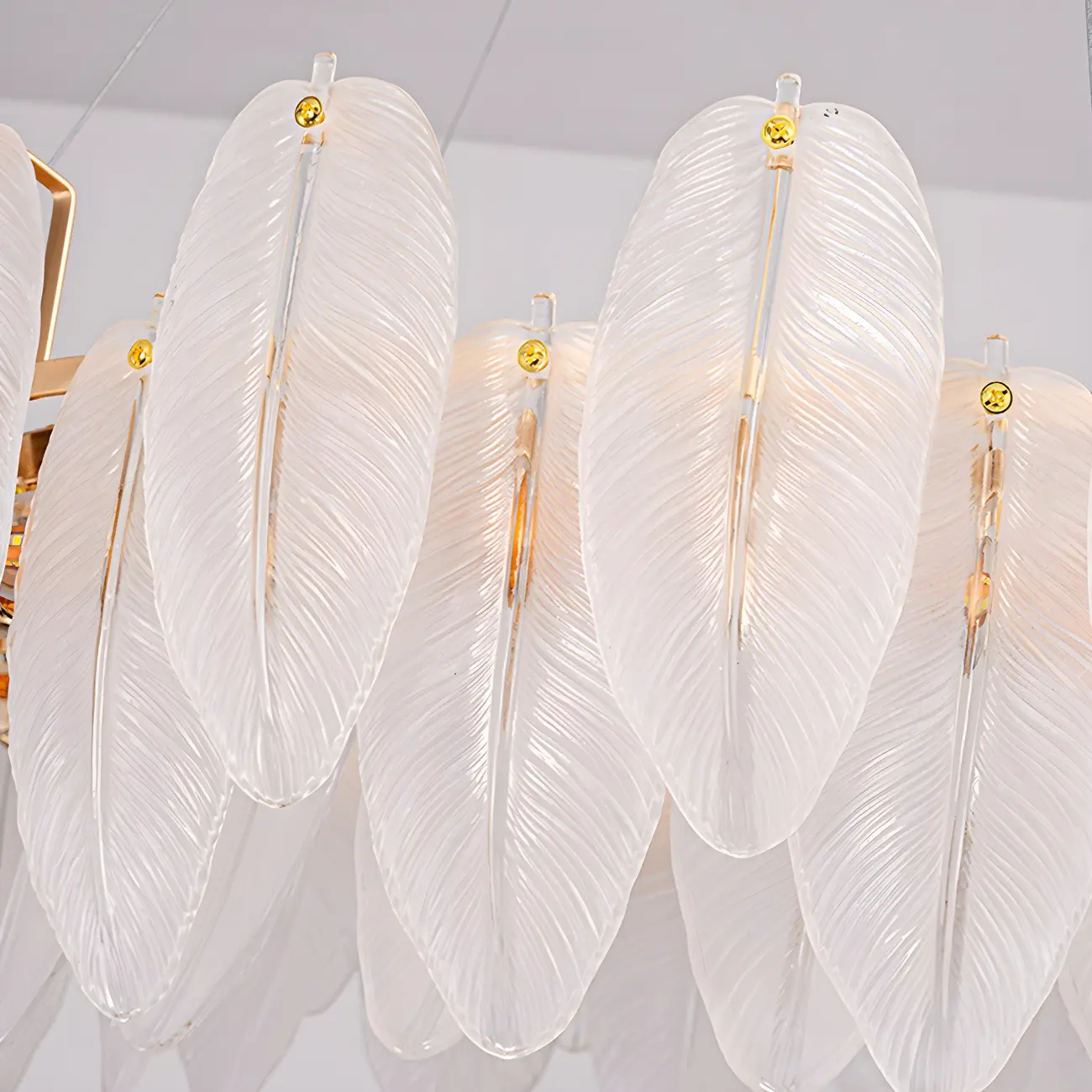 White Feather Glass Crystal Linear Modern Chandelier Image - 14 | homeyfad