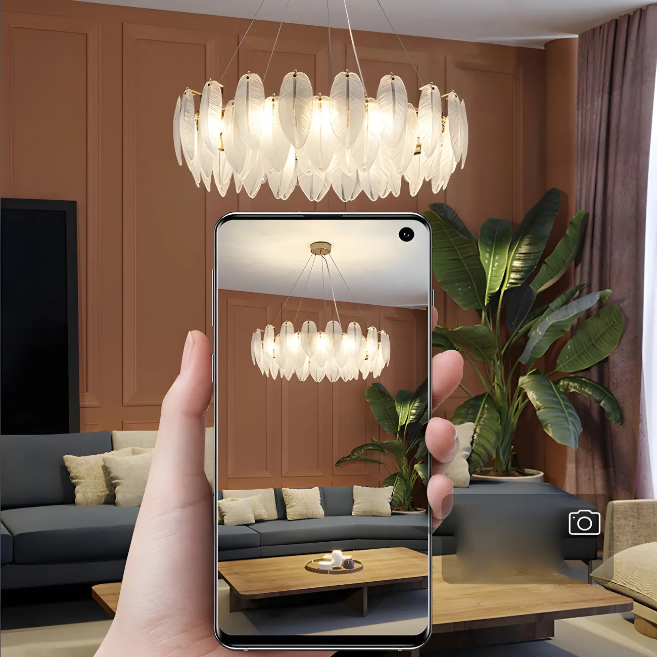 White Feather Glass Crystal Linear Modern Chandelier Image - 16 | homeyfad