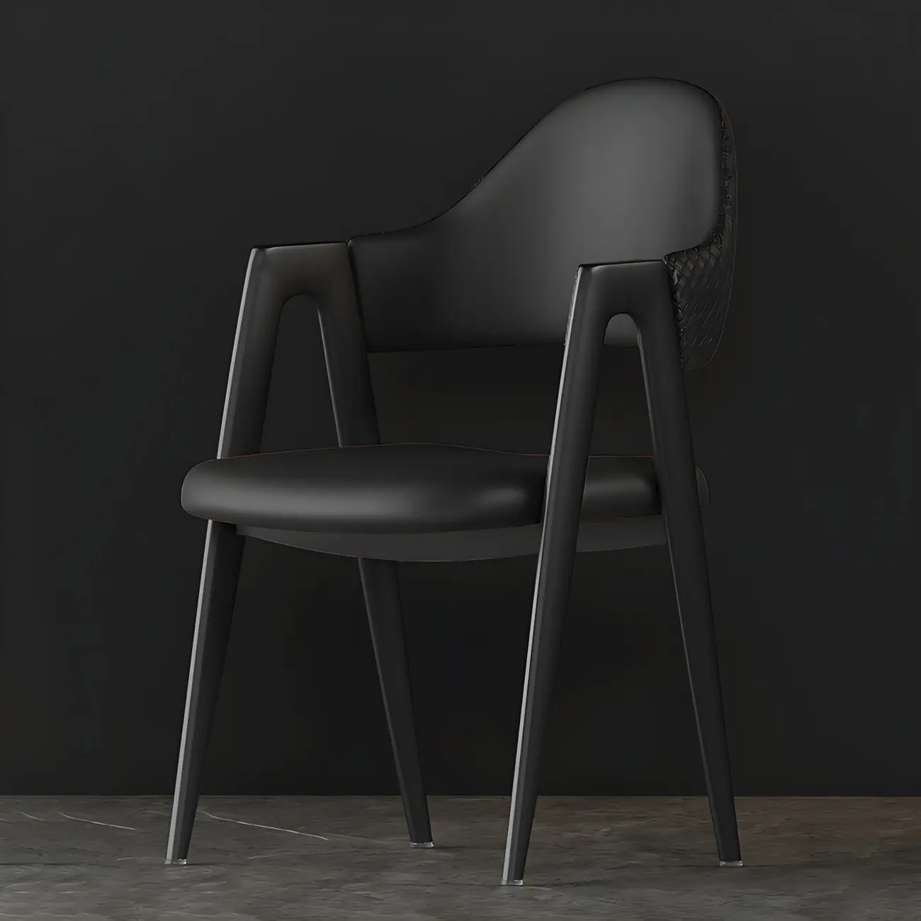 Modern Leather Dining Chair with Curved Open Back and Arms Image - 2 | homeyfad