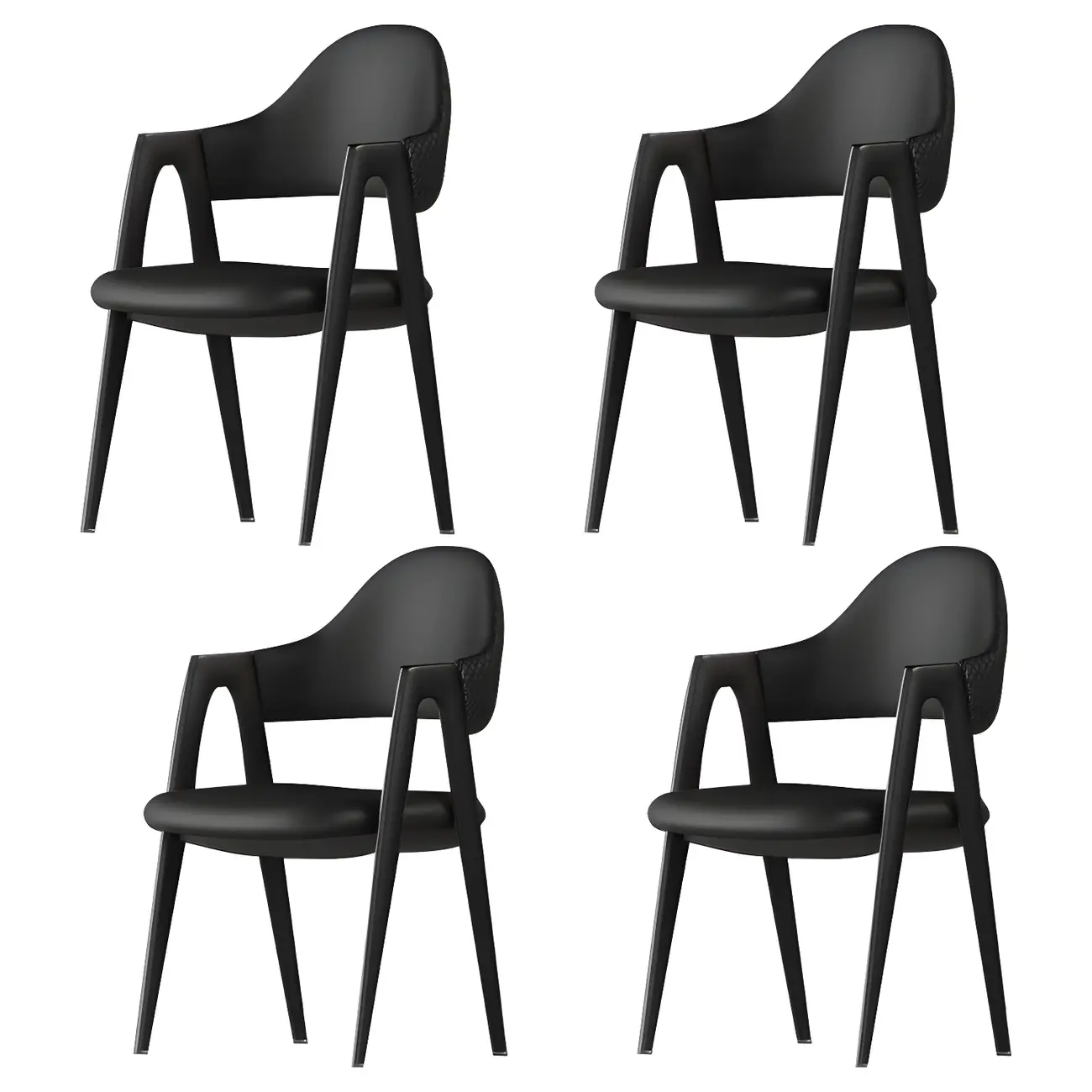 Modern Leather Dining Chair with Curved Open Back and Arms Image - 5 | homeyfad
