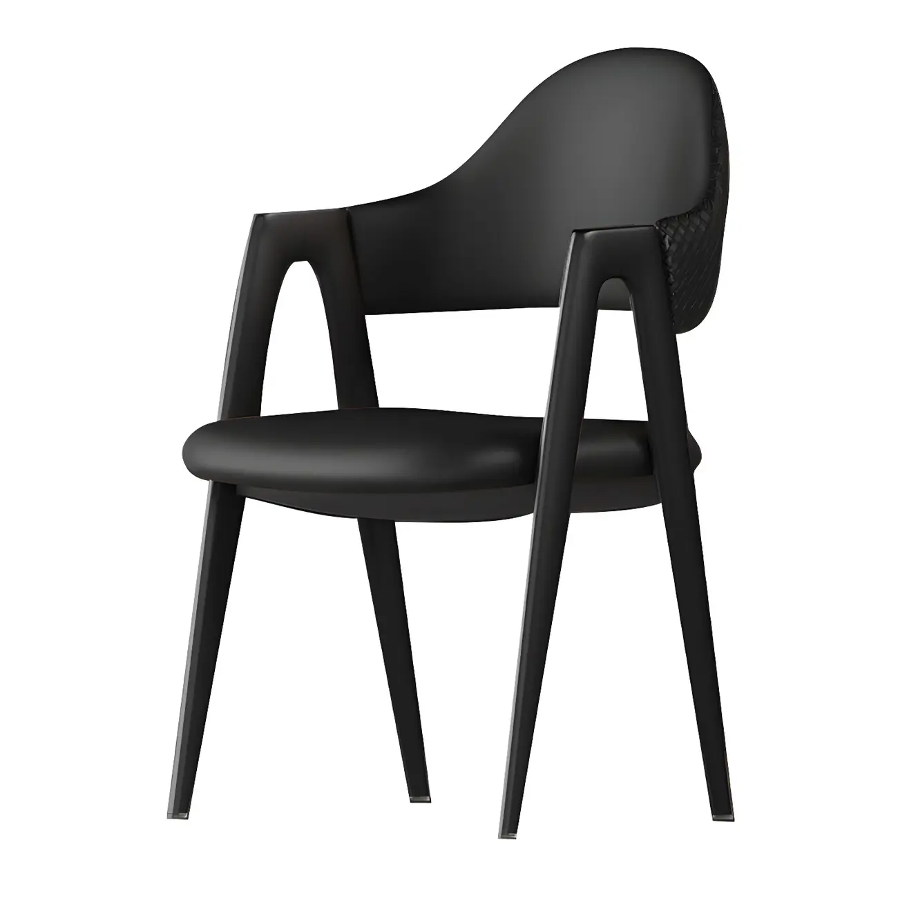 Modern Leather Dining Chair with Curved Open Back and Arms Image - 9 | homeyfad