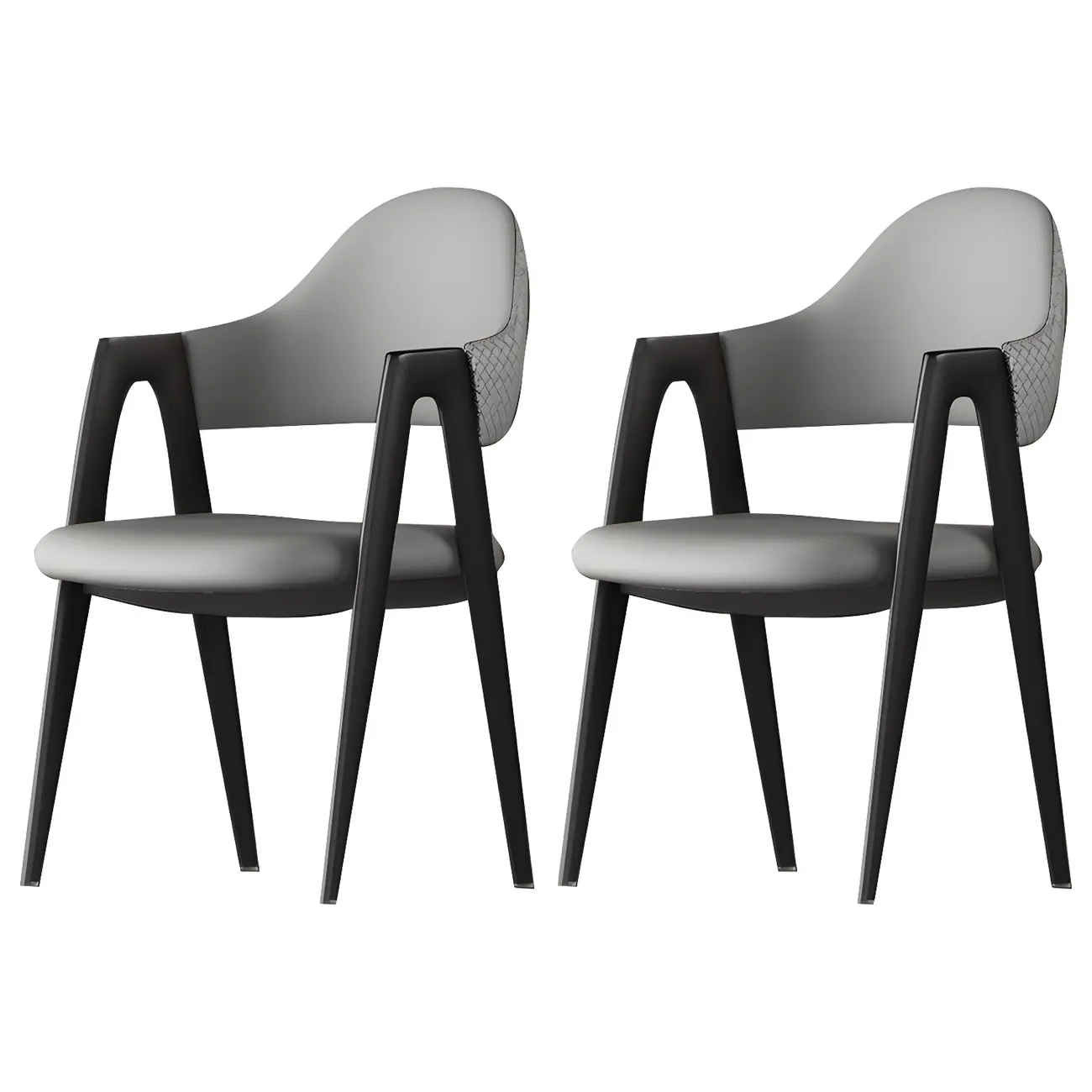 Modern Leather Dining Chair with Curved Open Back and Arms Image - 10 | homeyfad