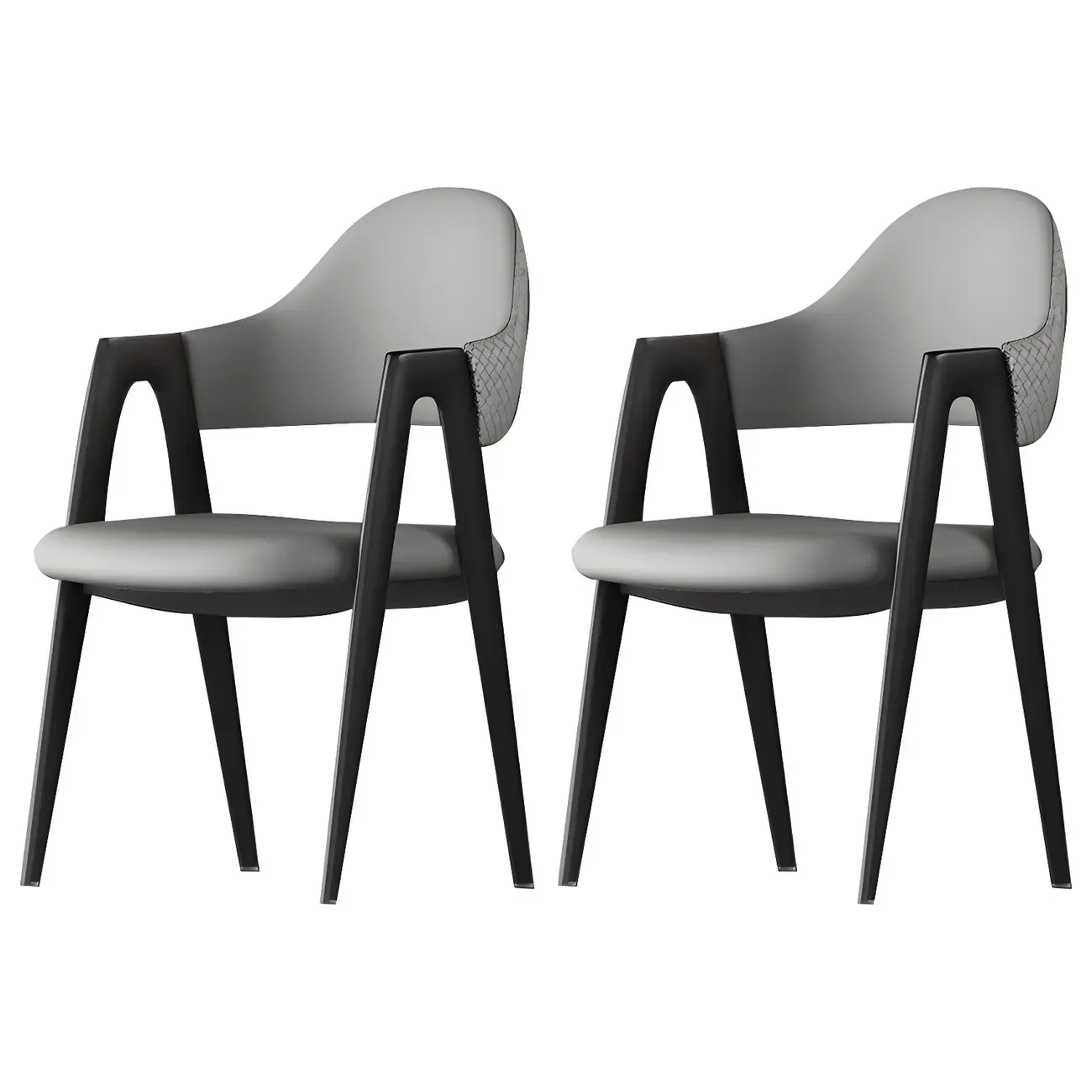 Modern Leather Dining Chair with Curved Open Back and Arms Image - 10