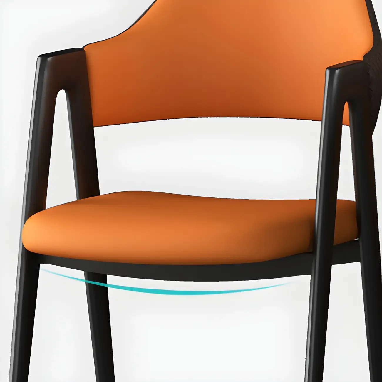 Modern Leather Dining Chair with Curved Open Back and Arms Image - 11