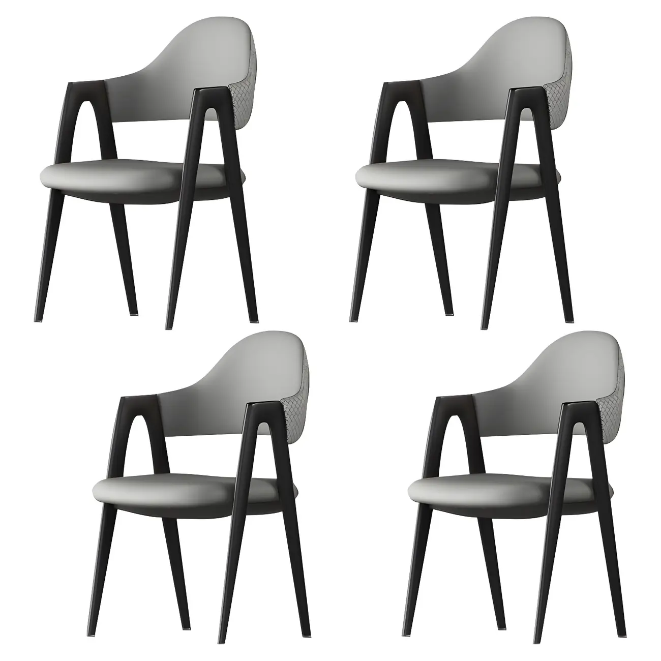 Modern Leather Dining Chair with Curved Open Back and Arms Image - 12 | homeyfad