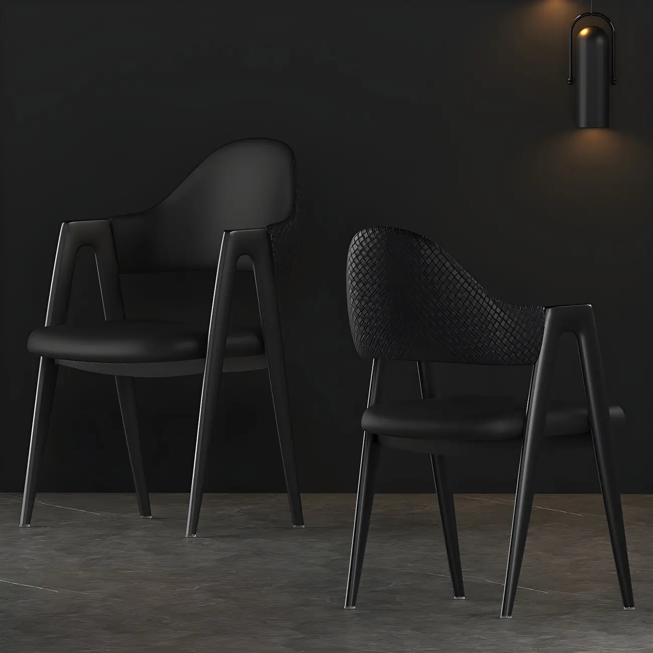 Modern Leather Dining Chair with Curved Open Back and Arms Image - 13 | homeyfad