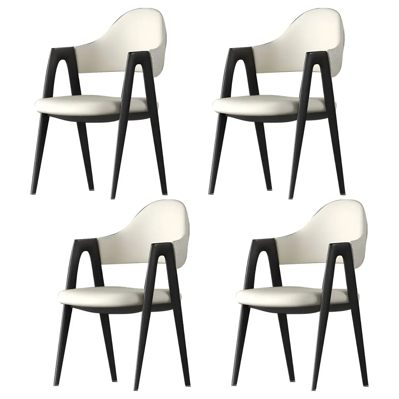 Modern Leather Dining Chair with Curved Open Back and Arms Image - 17
