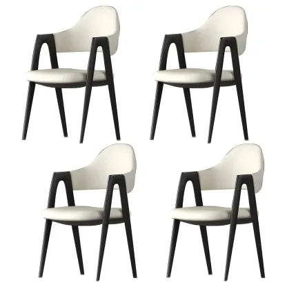 Modern Leather Dining Chair with Curved Open Back and Arms Image - 17