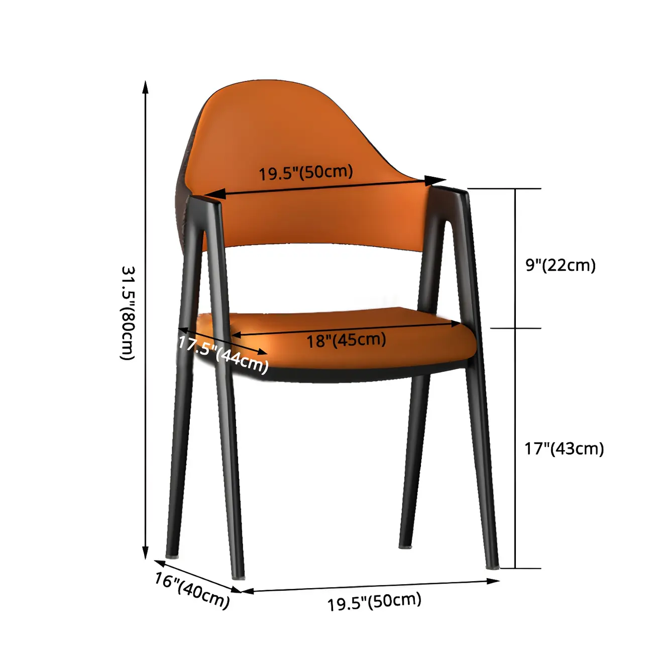 Modern Leather Dining Chair with Curved Open Back and Arms Image - 18 | homeyfad