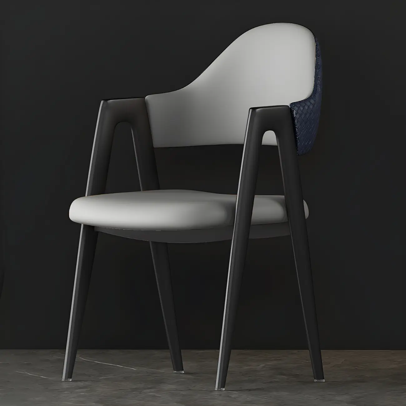 Modern Leather Dining Chair with Curved Open Back and Arms Image - 22 | homeyfad