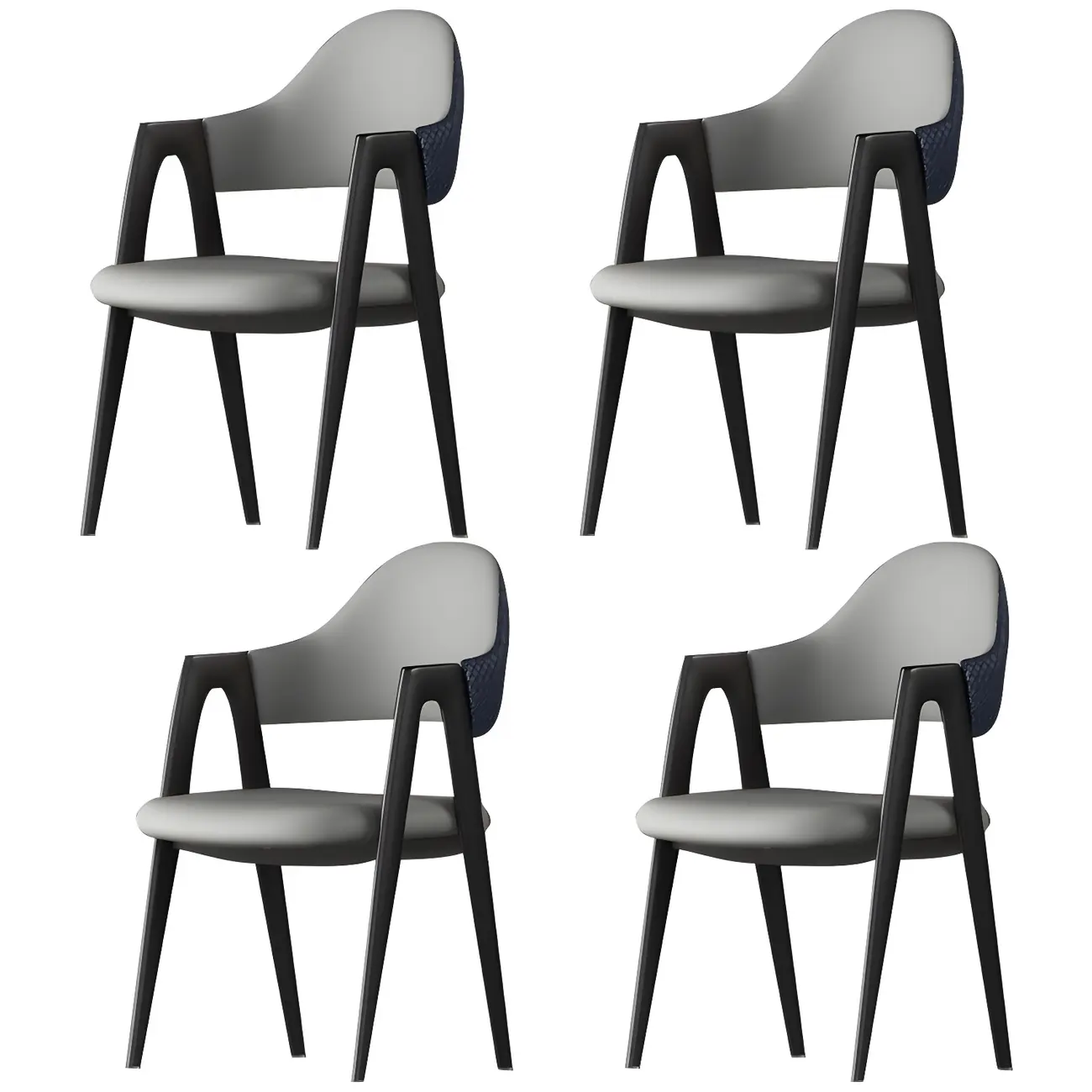 Modern Leather Dining Chair with Curved Open Back and Arms Image - 24 | homeyfad