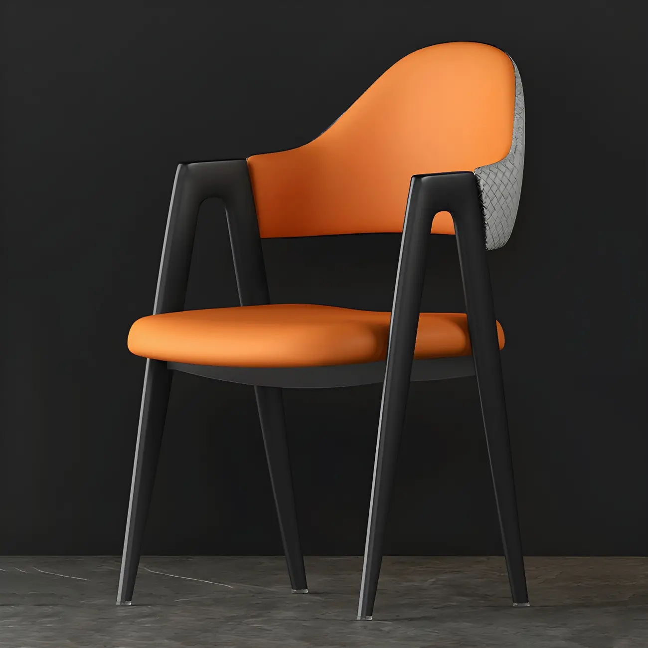 Modern Leather Dining Chair with Curved Open Back and Arms Image - 25 | homeyfad