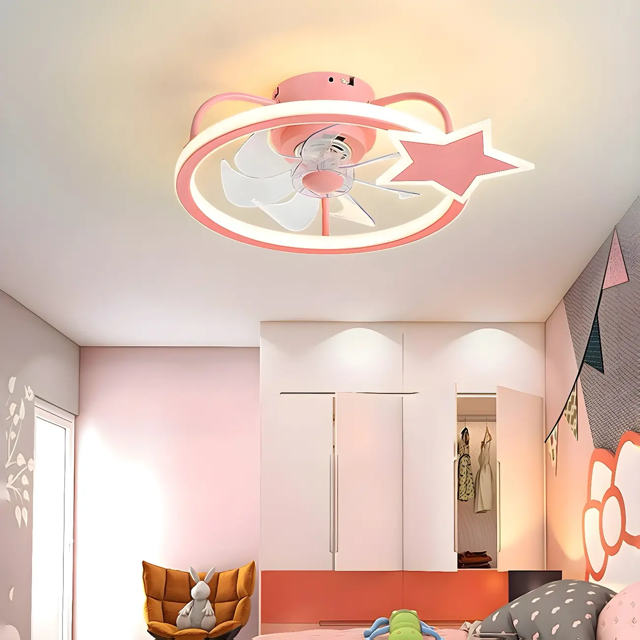 Kids Room Chic Star LED Ceiling Fan with Light Image - 1 | homeyfad