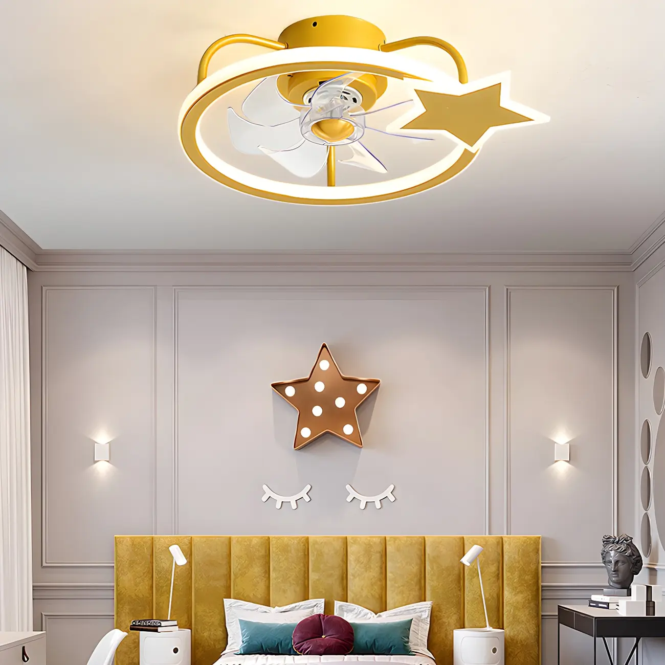 Kids Room Chic Star LED Ceiling Fan with Light Image - 2 | homeyfad