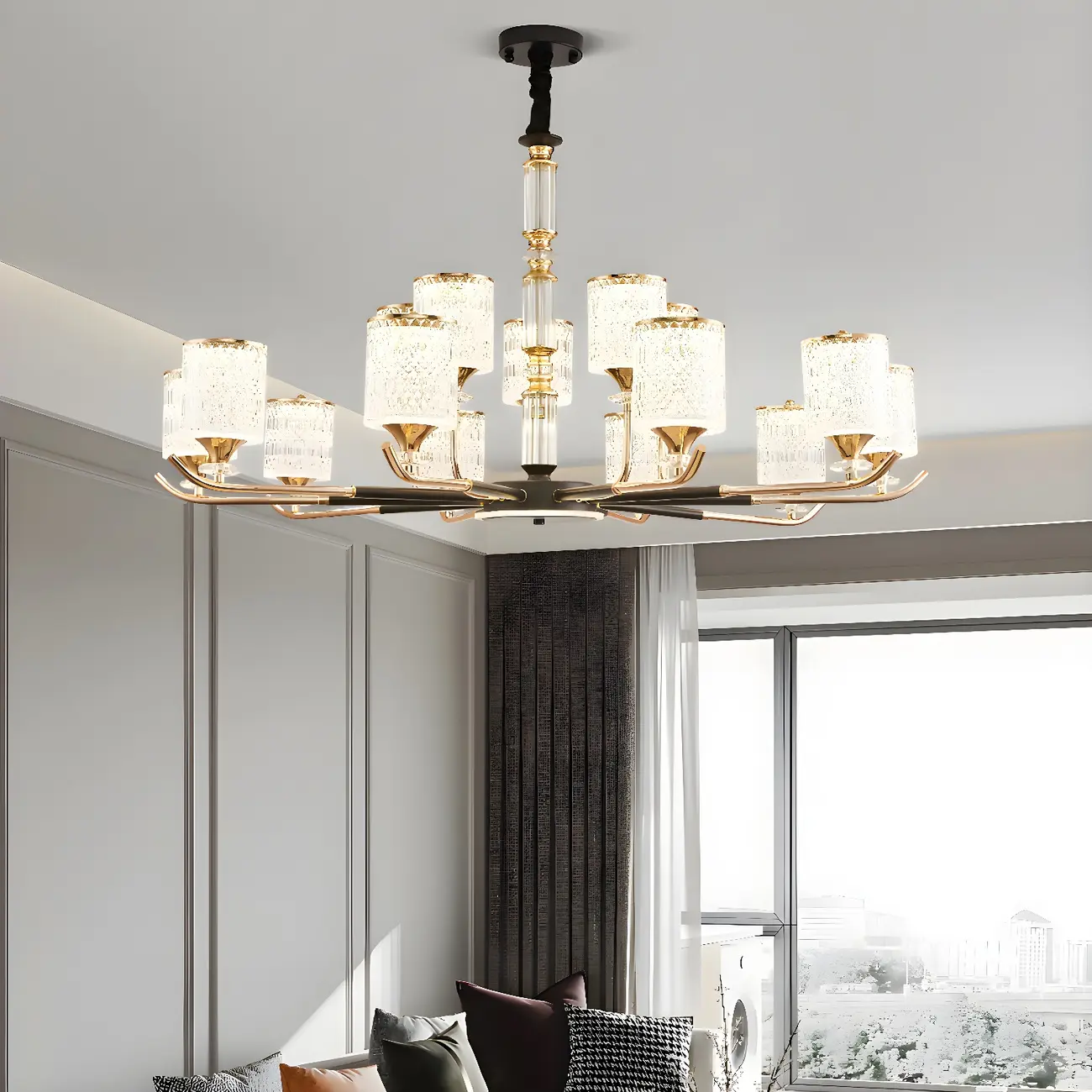 Cylinder Chandelier Light Fixture Vintage Acrylic Pendant Lighting for Restaurant | homeyfad