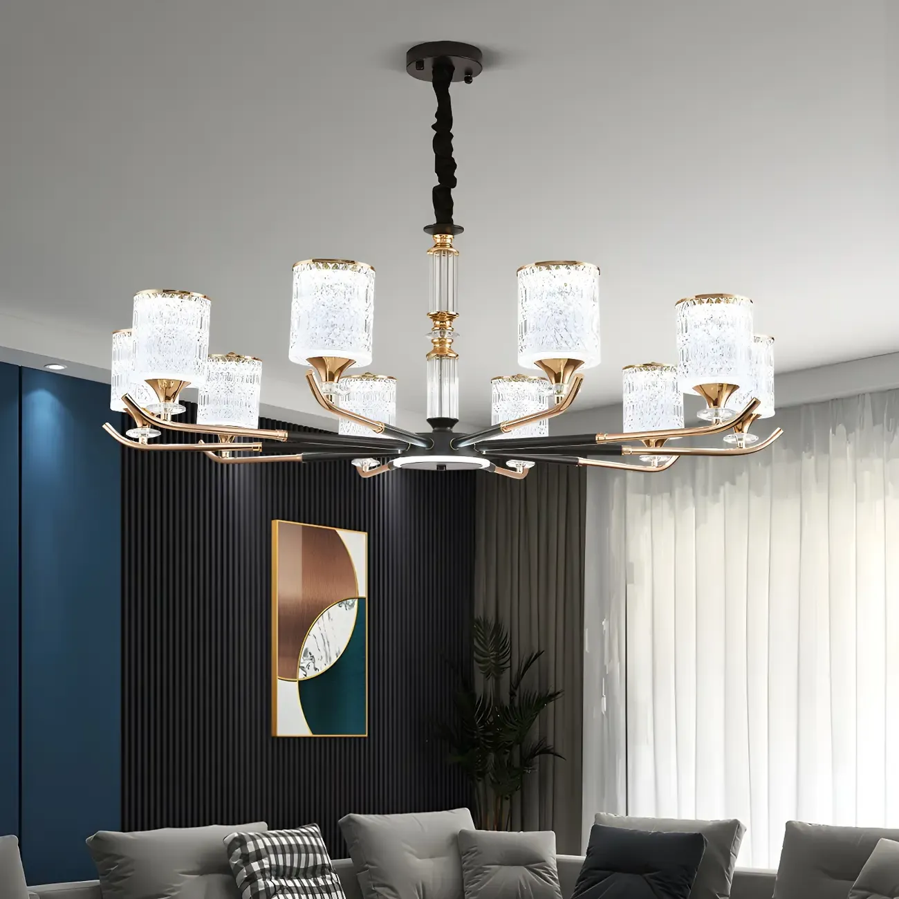 Cylinder Chandelier Light Fixture Vintage Acrylic Pendant Lighting for Restaurant