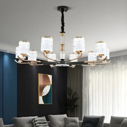 Cylinder Chandelier Light Fixture Vintage Acrylic Pendant Lighting for Restaurant