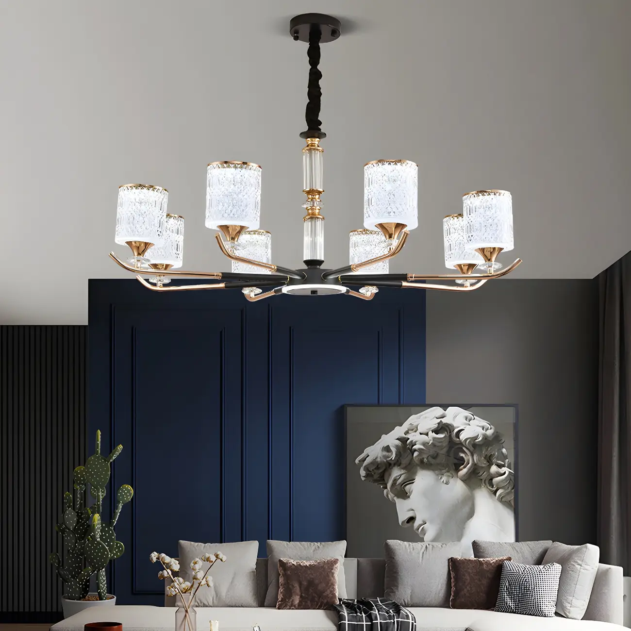 Cylinder Chandelier Light Fixture Vintage Acrylic Pendant Lighting for Restaurant | homeyfad